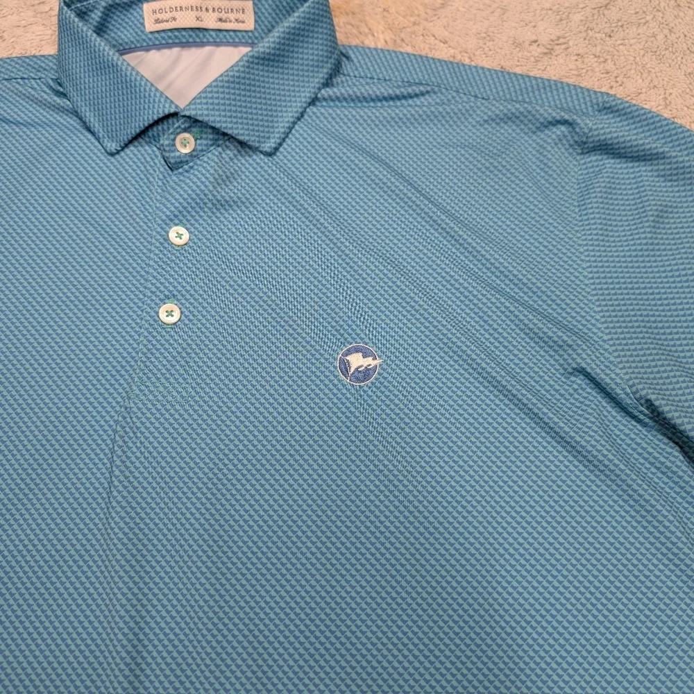 Holderness & Bourne Shirt Mens XL Blue The Byrd Polo Seahorse Sankaty Golf